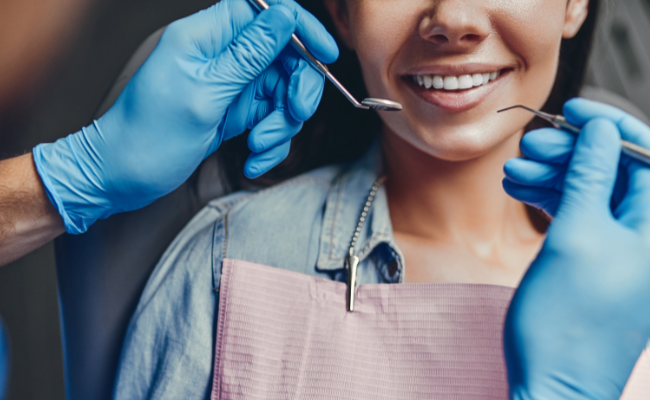 Patient during a dental check up at Giauque Family Dental in Millcreek, UT.